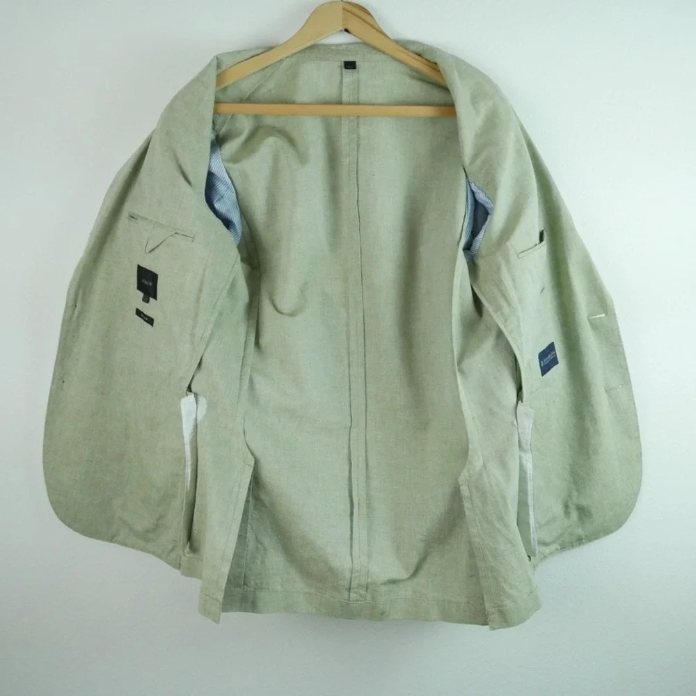 JCrew Ludlow Blazer Mens 38R Sage Green Somelos Cotton Linen Jacket Unstructured